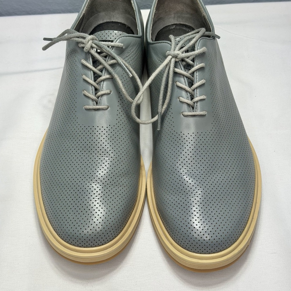 NOBULL Men 10 Leather Dress Shoe Perforated Lace Up Blue Lightweight Gum Sole - Picture 4 of 7